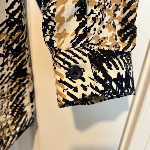 Jones New York Abstract Print Blouse V-Neck Pullover M - Picture 3 of 8